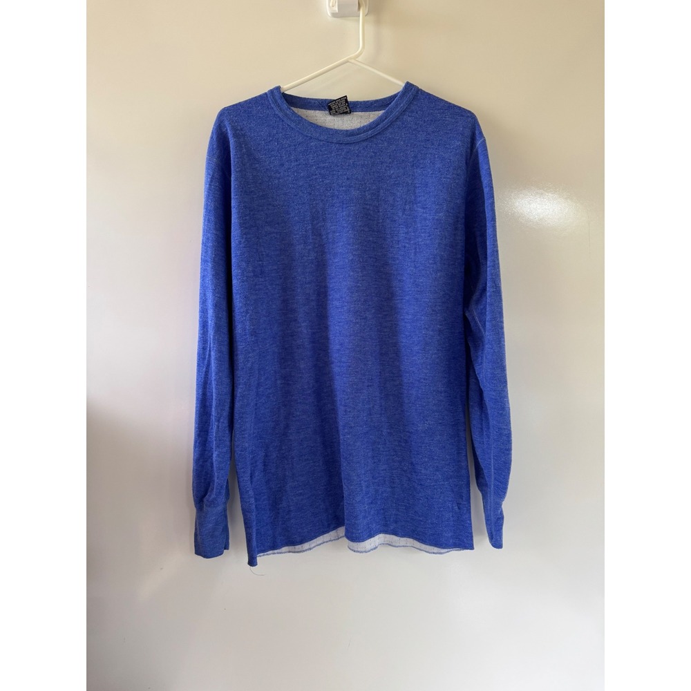Vintage Duofold Thermal Shirt Mens Large Blue Wool Blend Long Sleeve Made in USA